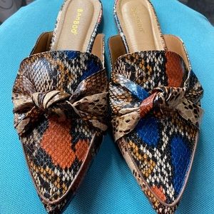 Bamboo snake print flat slides, new never worn, no tag